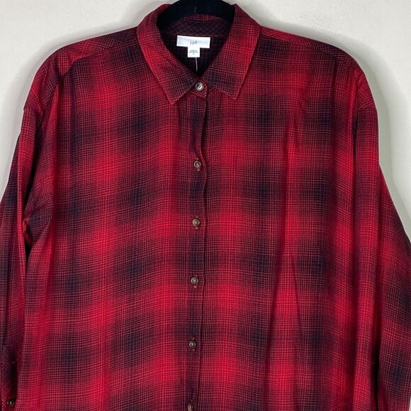 New J. Jill Buffalo Plaid Button Down Side Pocket Tunic Women's Size Small - Picture 4 of 9